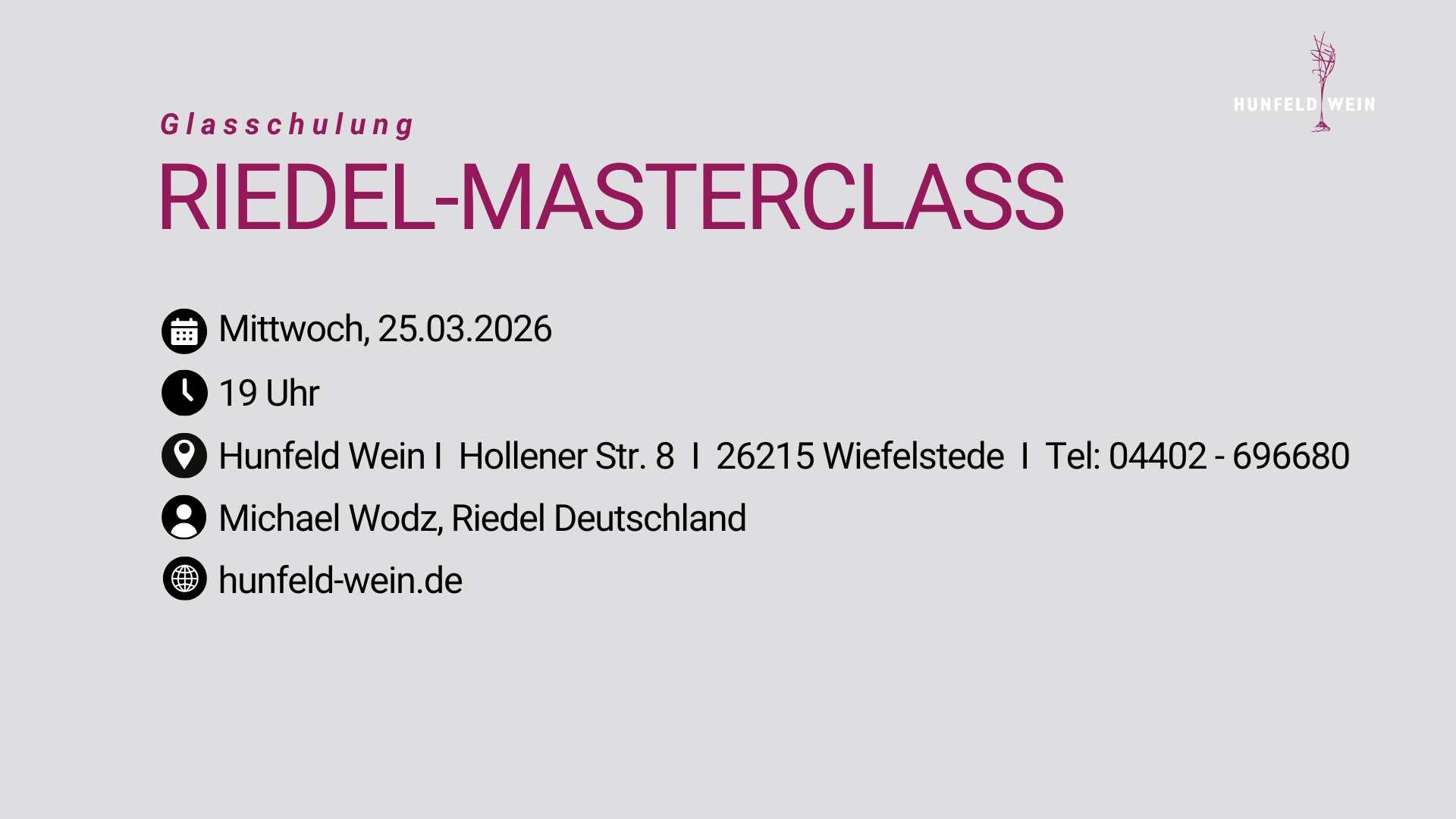Eintrittskarte Glasschulung RIEDEL-Masterclass