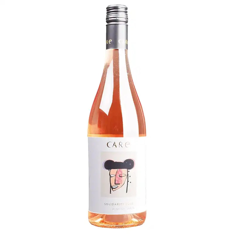CARE Solidarity Rosé aus Spanien, Roséwein in Flasche mit Schraubverschluss und Gesichts-Etikett