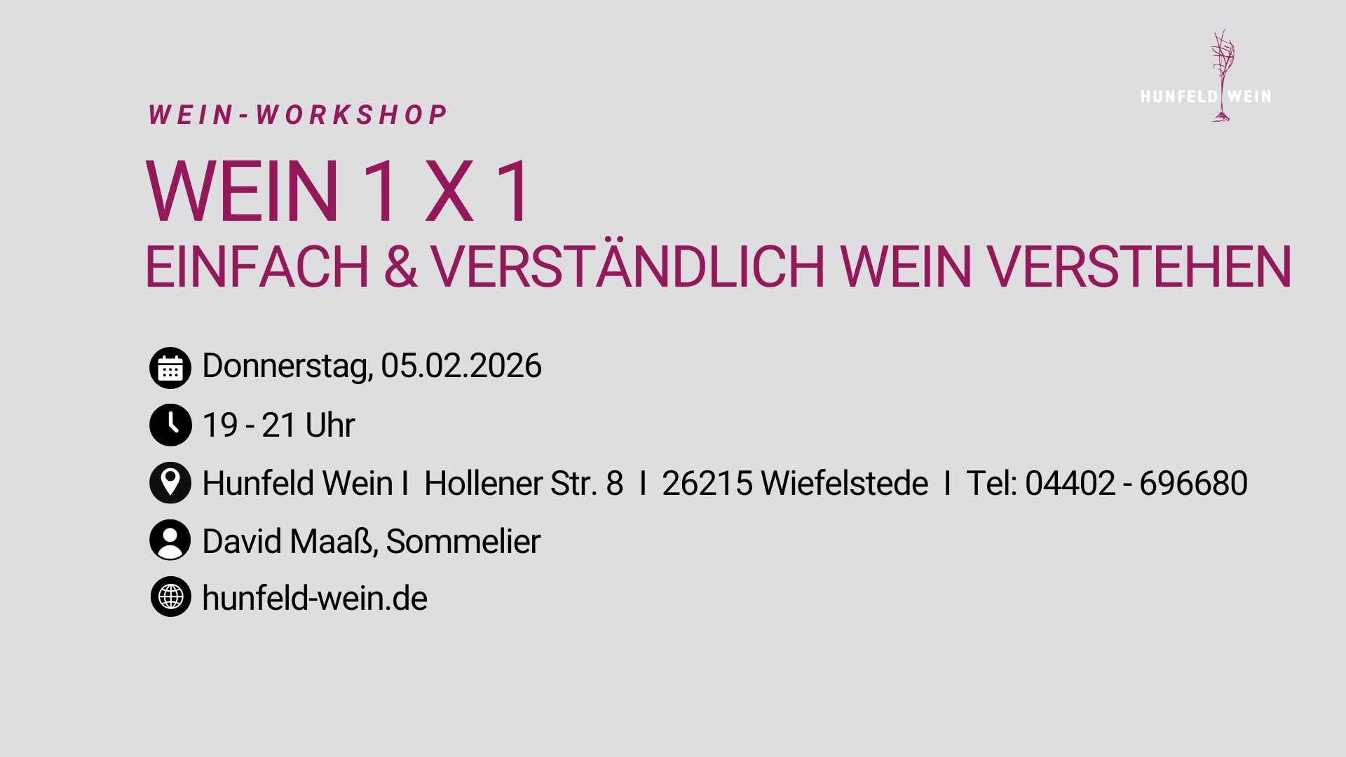 Eintrittskarte Weinschulung WEIN 1 x 1