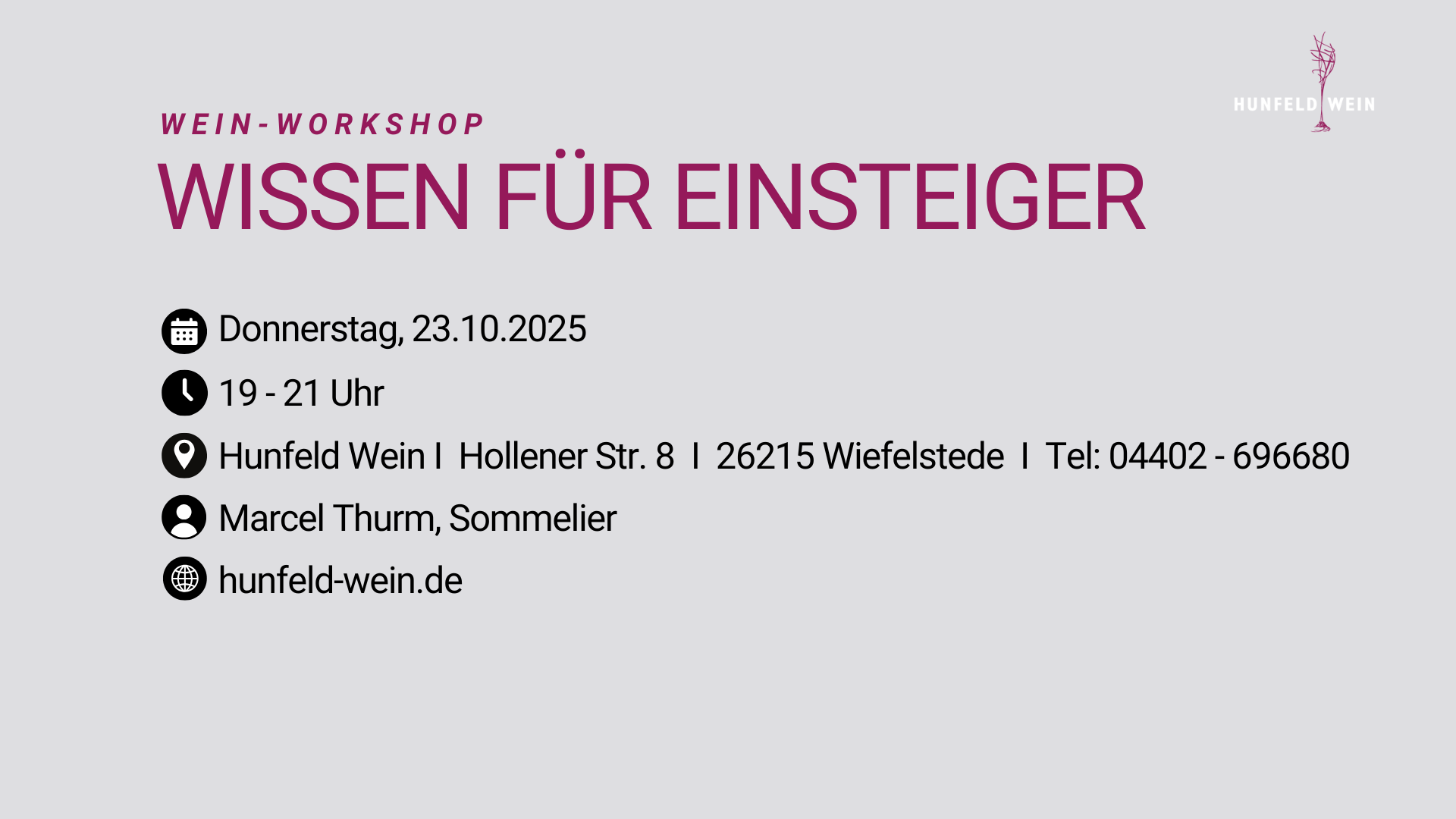 Weinschulung für Einsteiger am 23.101.2025