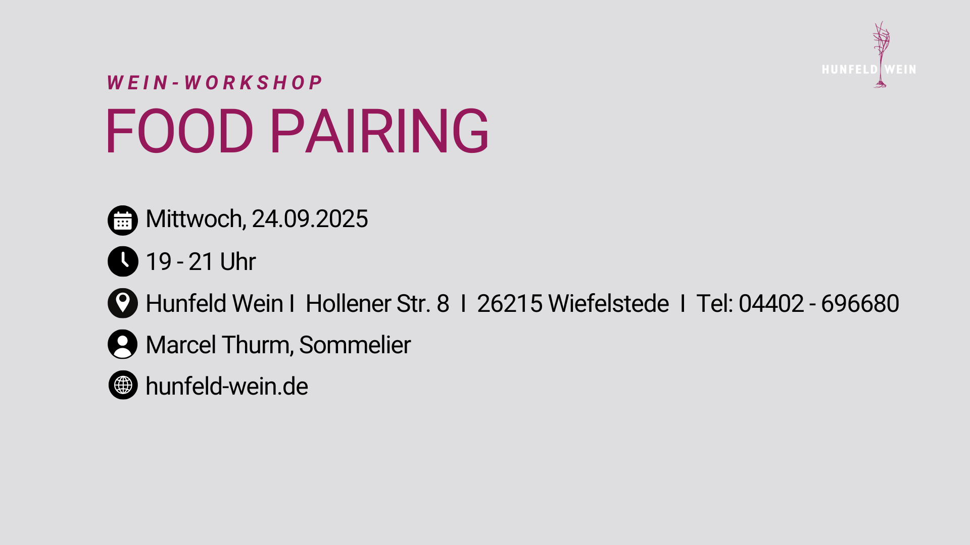 Weinschulung Foodpairing am 24.09.2025