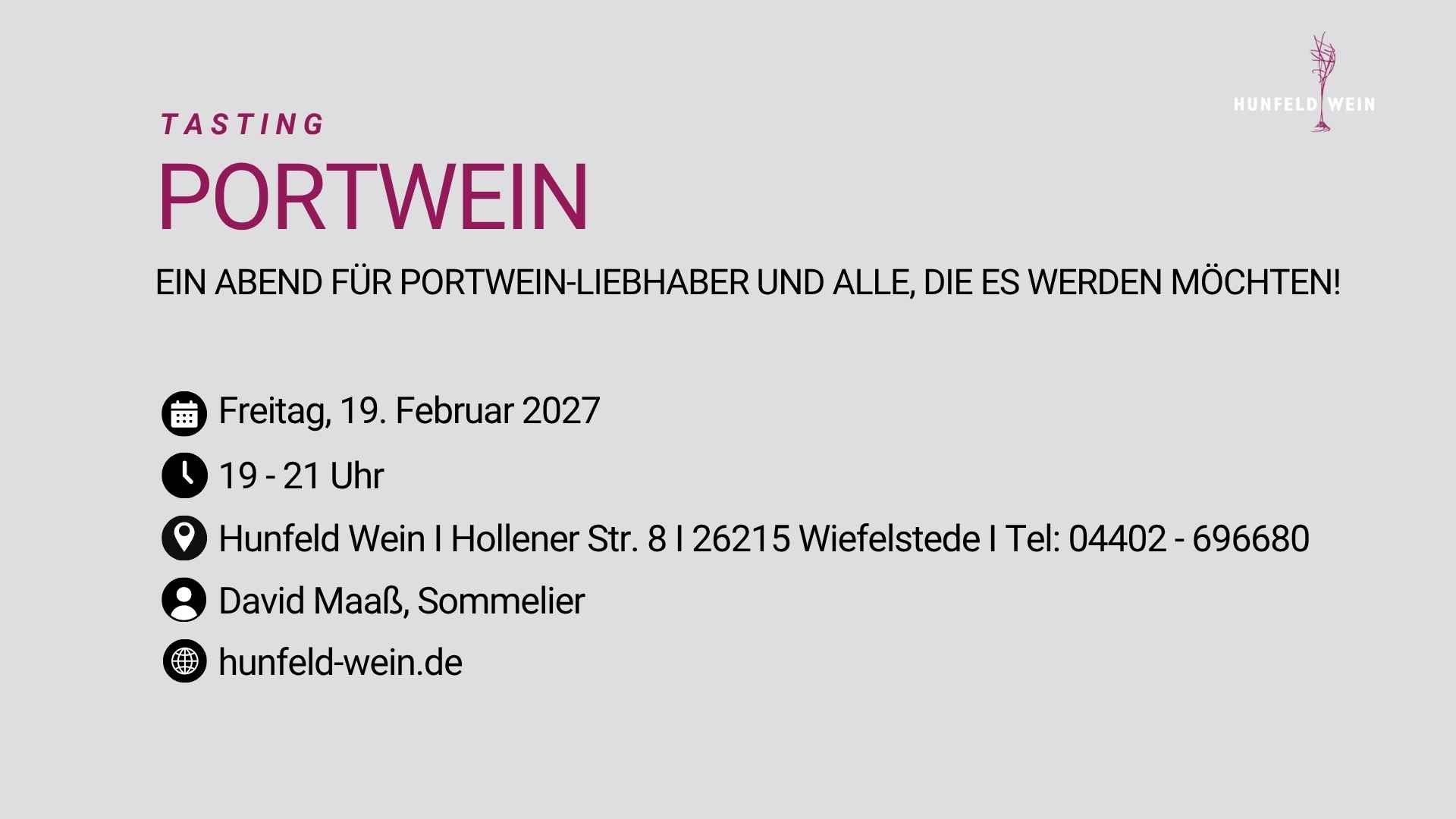 Eintrittskarte Tasting Portwein